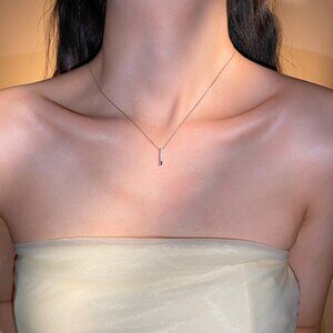 925 Sterling Silver Diamond Stripe Necklace by Wishlilly • Trendy and Minimalist